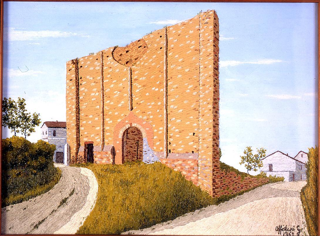 Madonna dei Lumi, veduta della chiesa di Santa Maria dei Lumi a Sant'Elpidio a Mare (dipinto) di Offidani Germano (sec. XX)