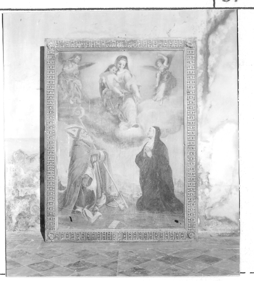Madonna con Bambino Sant'Agostino e Santa Monica (dipinto) di Fiori Federico detto Barocci (scuola) (sec. XVII)