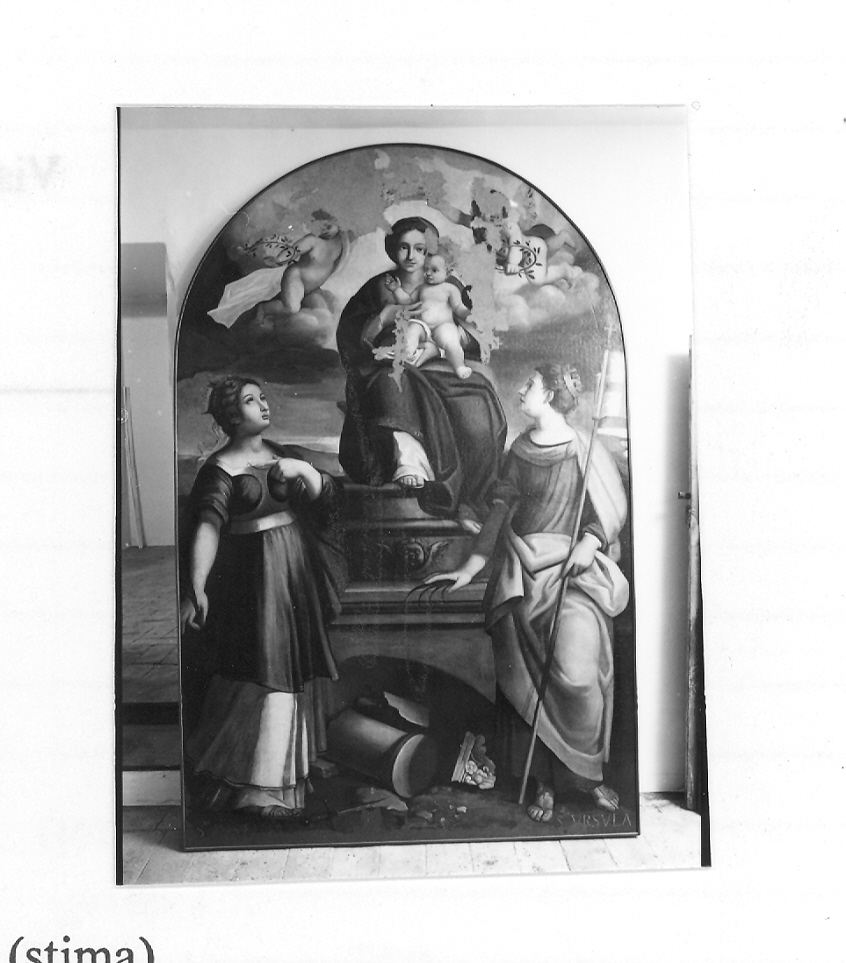 Madonna con Bambino Santa Giustina e Sant'Orsola (dipinto) di Guerrieri Giovanni Francesco (attribuito) (sec. XVII)