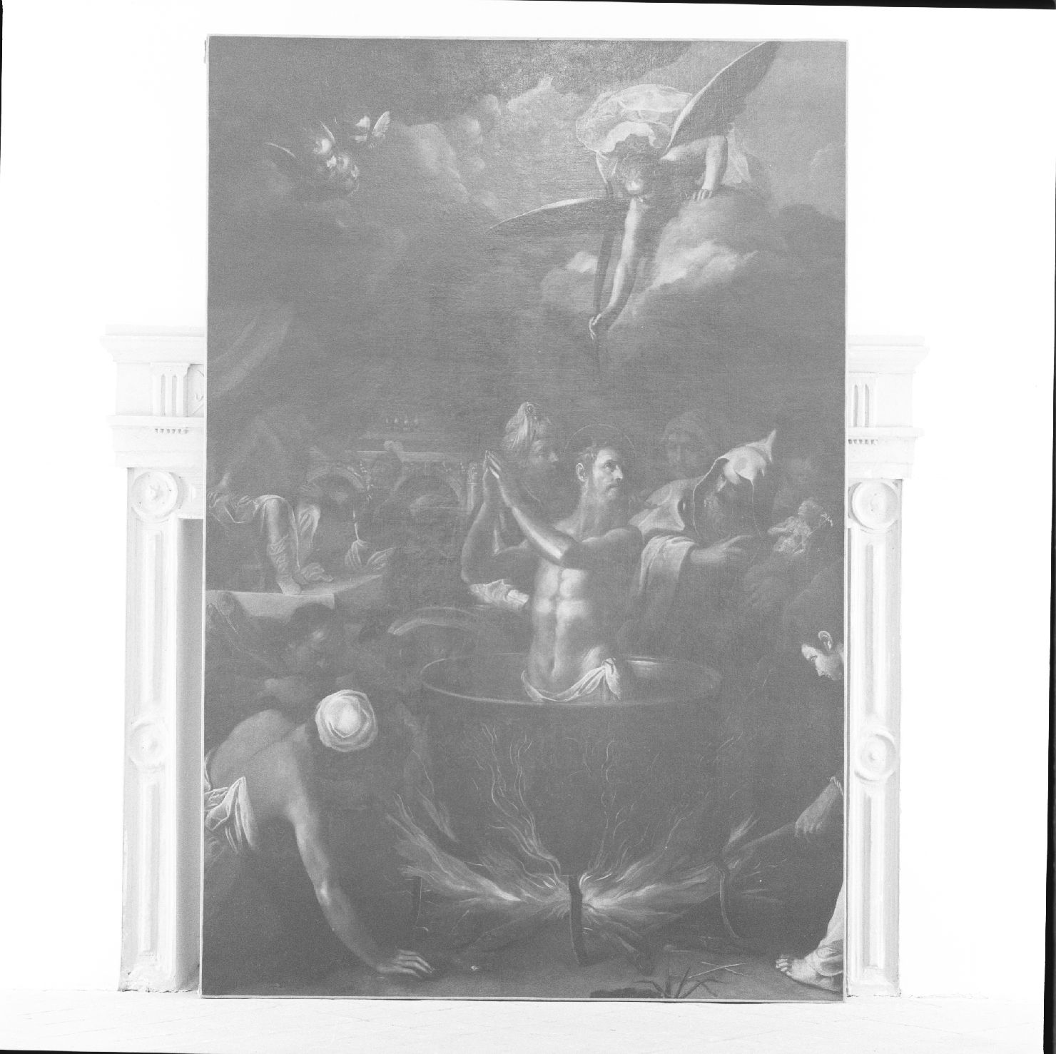 martirio di San Giovanni Evangelista (dipinto) di Ridolfi Claudio (sec. XVII)