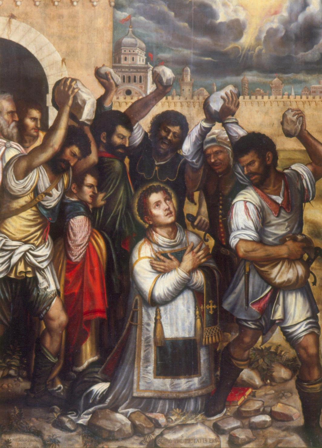 lapidazione di Santo Stefano (dipinto) di Frangipane Niccolò (sec. XVI)