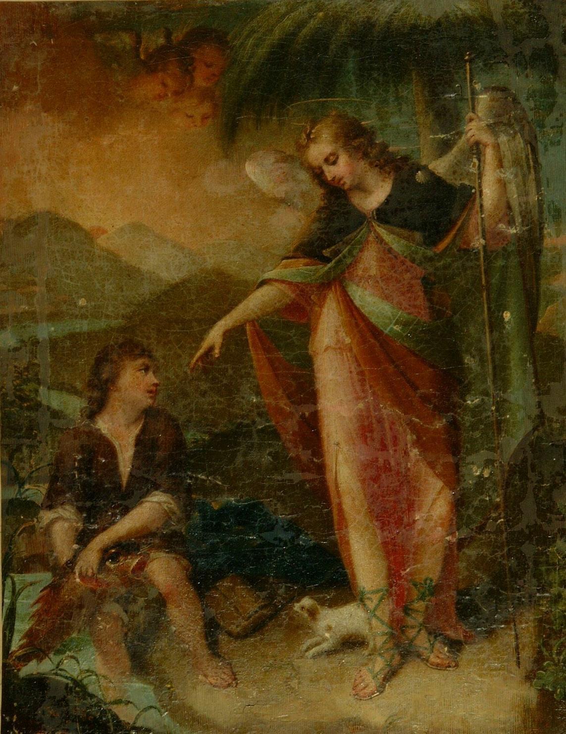 Tobiolo e San Raffaele arcangelo sul fiume (dipinto) di Diano Giacinto detto Pozzolano (attribuito) (seconda metà sec. XVIII)
