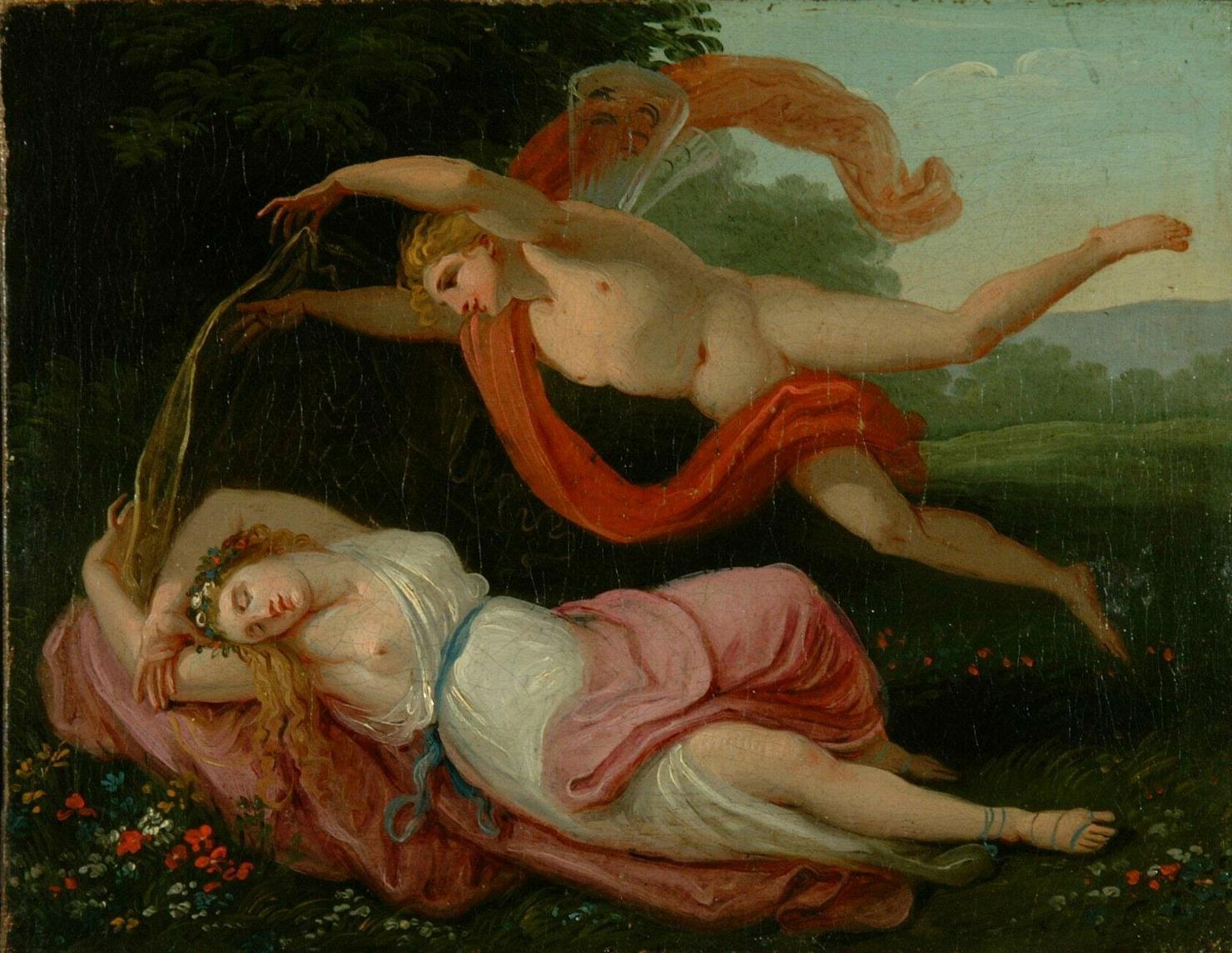 Amore e Psiche (dipinto) di Bossi Giuseppe (attribuito) (sec. XIX)