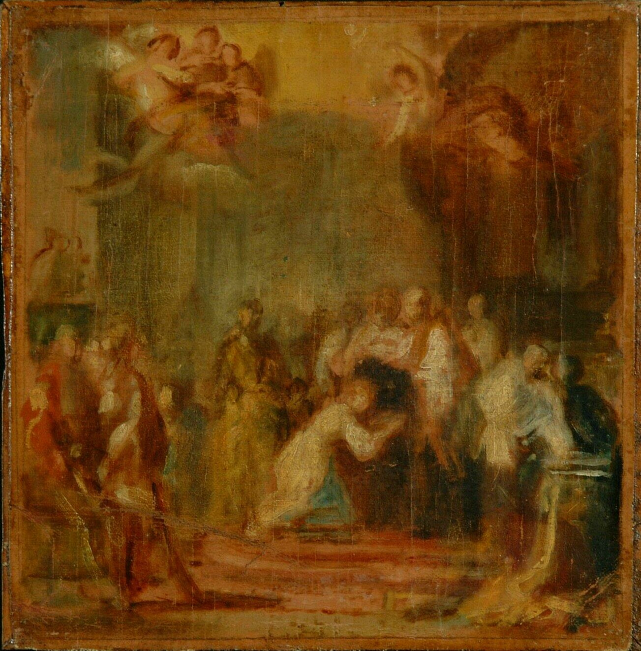 interno di chiesa con figure (dipinto) di Carnovali Giovanni detto Piccio (attribuito) (sec. XIX)