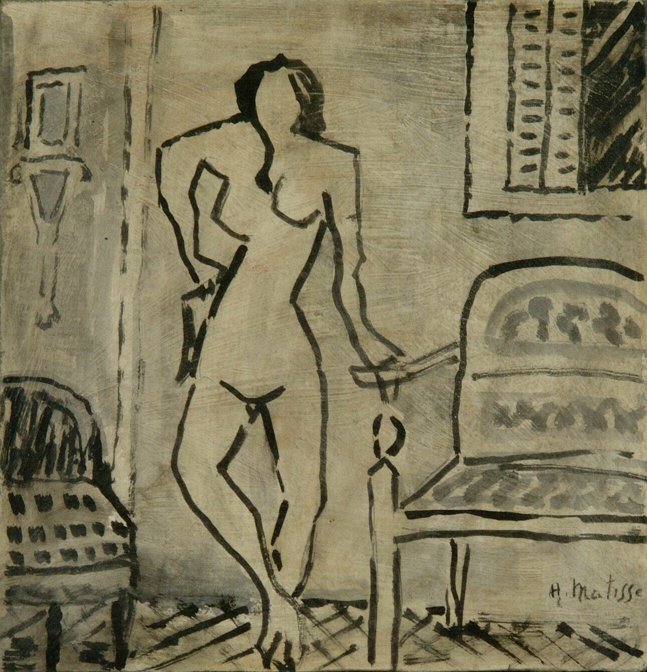 interno con figura femminile (dipinto) di Chessa Luigi detto Chessa Gigi (attribuito) (sec. XX)