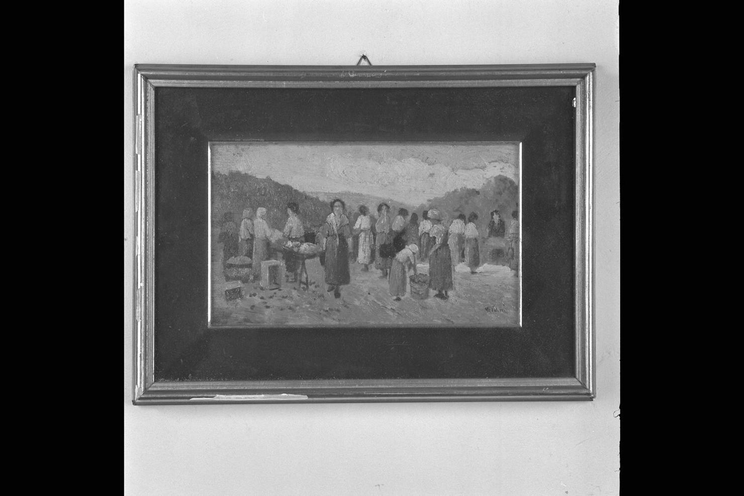 figure femminili al mercato della frutta (dipinto) di Ciani Cesare (secc. XIX/ XX)