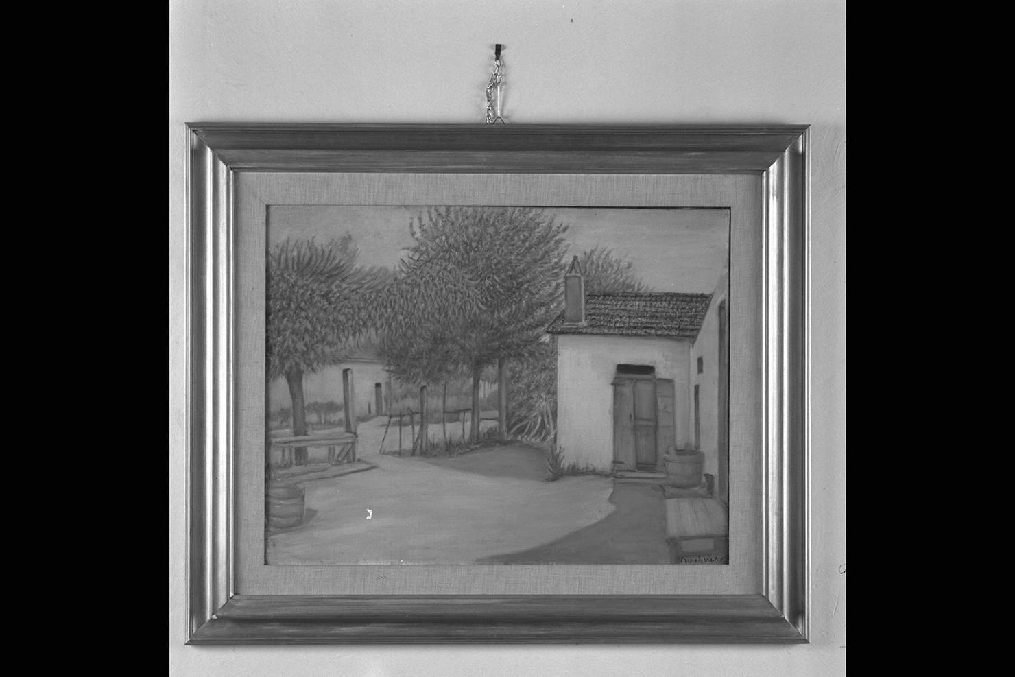 casa di campagna con alberi (dipinto) di Francalancia Riccardo (sec. XX)