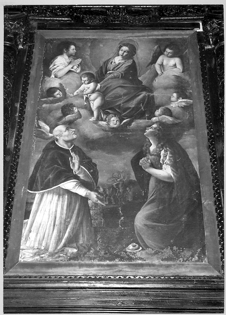 Madonna con Bambino, San Gregorio e Santa Maria Maddalena (dipinto) di Gentileschi Orazio (attribuito) (sec. XVII)