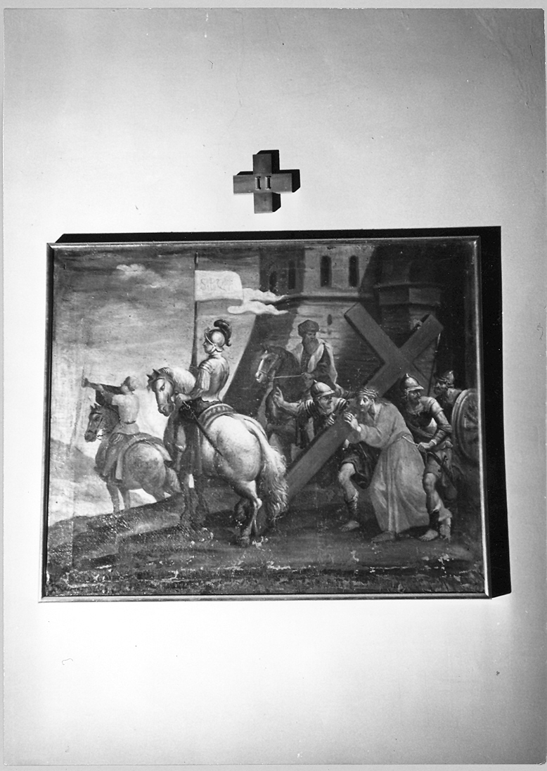 stazione II: Gesù caricato della croce (Via Crucis, elemento d'insieme) di Ricci Ubaldo (attribuito) (sec. XVIII)