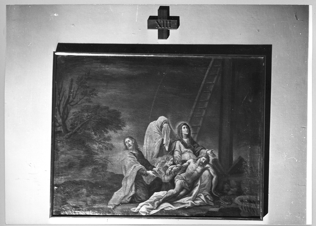 stazione XIII: Gesù deposto dalla croce (Via Crucis, elemento d'insieme) di Ricci Ubaldo (attribuito) (sec. XVIII)