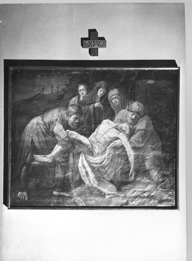 stazione XIV: Gesù deposto nel sepolcro (Via Crucis, elemento d'insieme) di Ricci Ubaldo (attribuito) (sec. XVIII)
