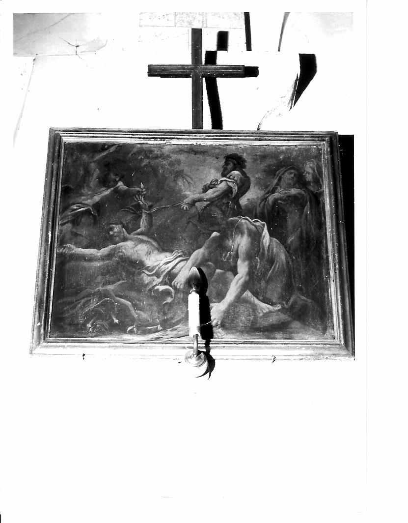 stazione XI: Gesù inchiodato alla croce (dipinto, elemento d'insieme) - ambito marchigiano (fine/inizio secc. XVIII/ XIX)