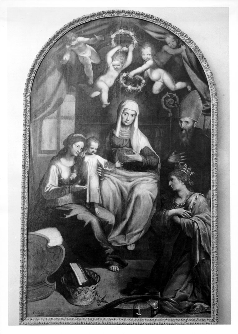 Madonna con Bambino e Santi (dipinto) di Sarti Antonino (sec. XVII)