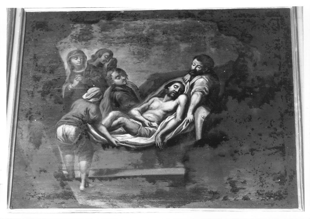 stazione XIV: Gesù deposto nel sepolcro (Via Crucis, elemento d'insieme) - ambito marchigiano (prima metà sec. XVIII)