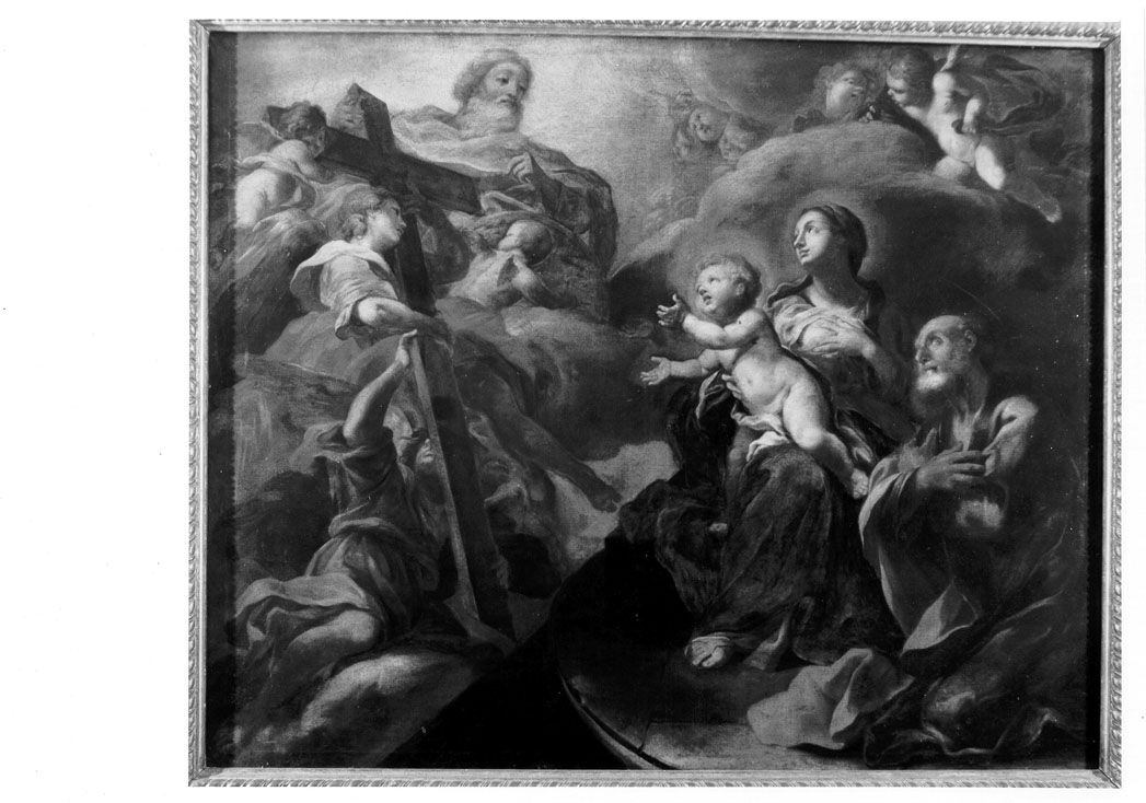 Sacra Famiglia e Dio Padre (dipinto) di Brandi Giacinto (attribuito) (sec. XVII)