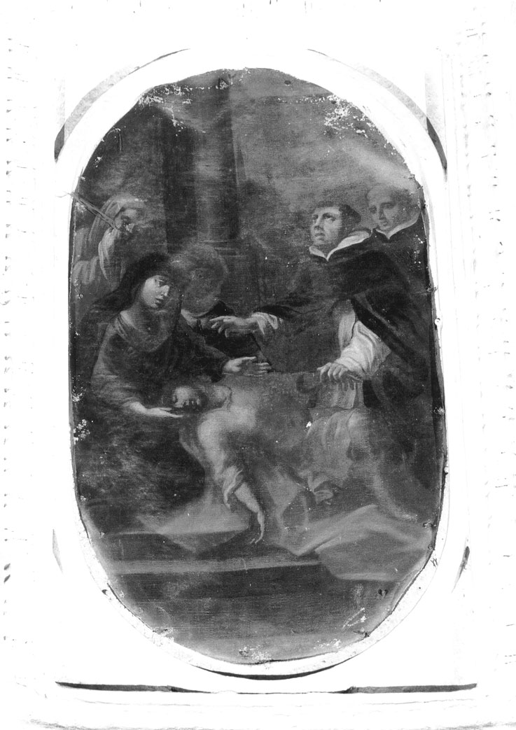 San Domenico resuscita il nipote del cardinal Fossanova (dipinto, ciclo) di Marini Paolo (sec. XVII)