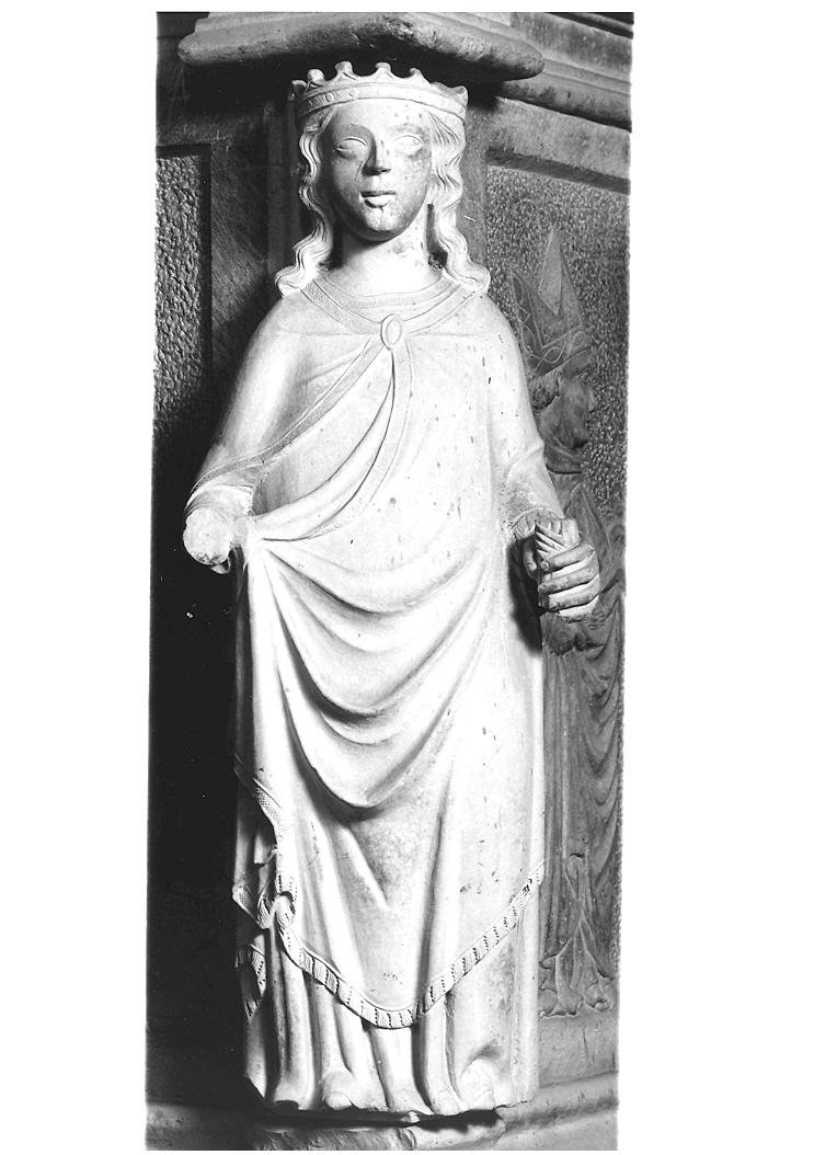 giustizia (statua, elemento d'insieme) di Tino di Camaino (cerchia) (sec. XIV, sec. XV)