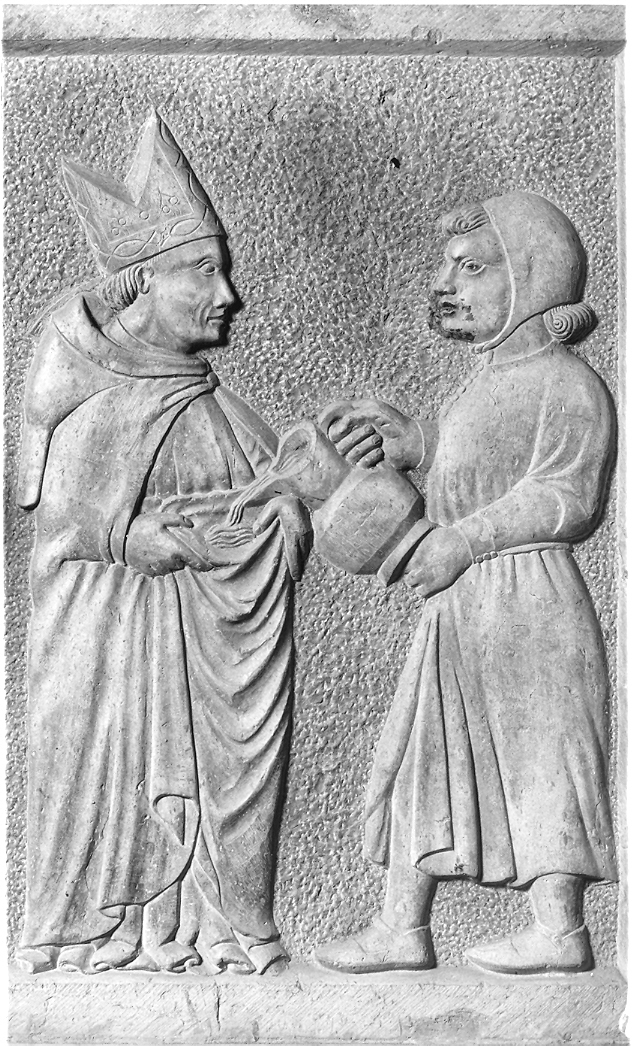 Sant'Ansovino (rilievo, elemento d'insieme) di Tino di Camaino (cerchia) (sec. XIV, sec. XV)