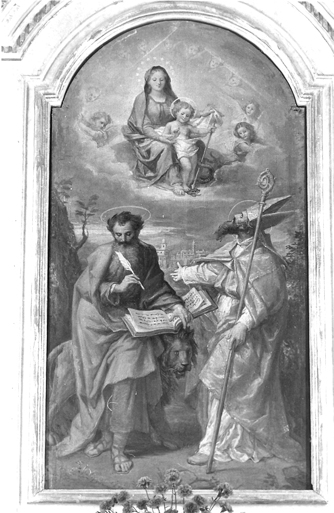 Madonna con Bambino in gloria e Santi (dipinto) di Fontana Luigi (sec. XX)