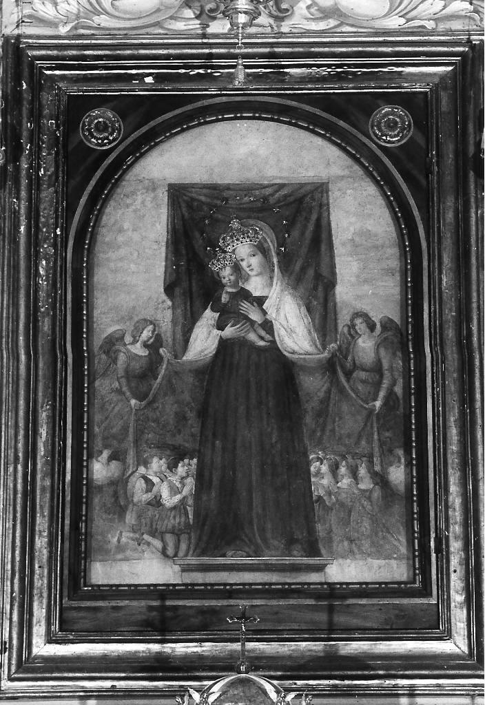 Madonna con Bambino e devoti (dipinto) di Pittori Lorenzo detto Giuda (attribuito) (sec. XVI)