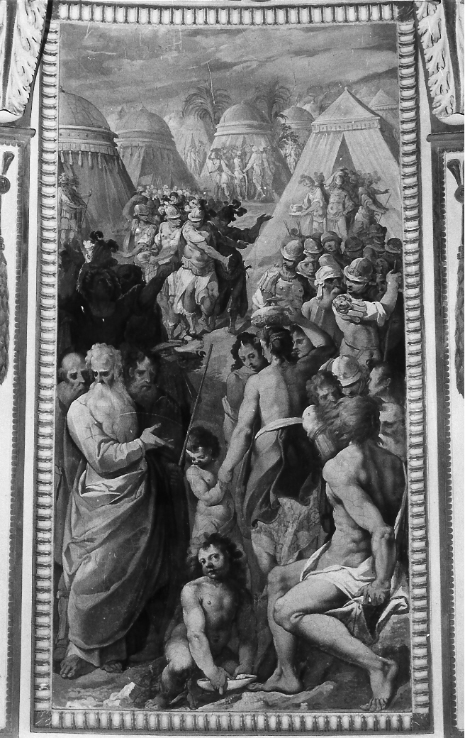 caduta della manna (dipinto, elemento d'insieme) di Gasparini Gaspare (seconda metà sec. XVI)