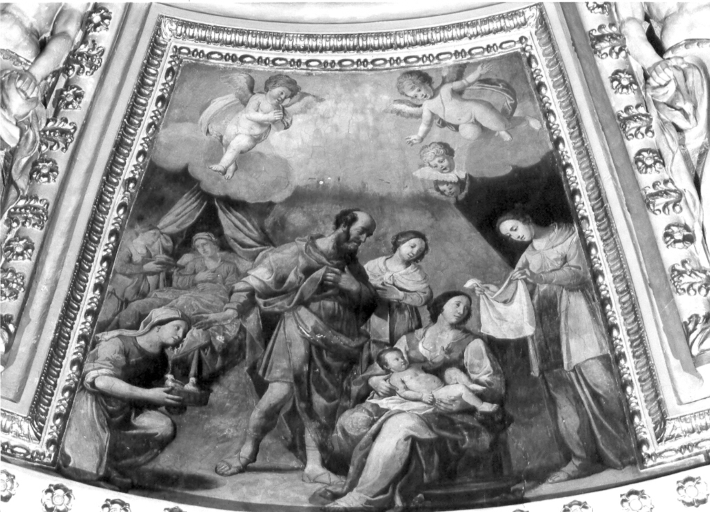 nascita di Maria Vergine (dipinto, elemento d'insieme) di Carosi Giovanni Antonio (attribuito) (sec. XVII)