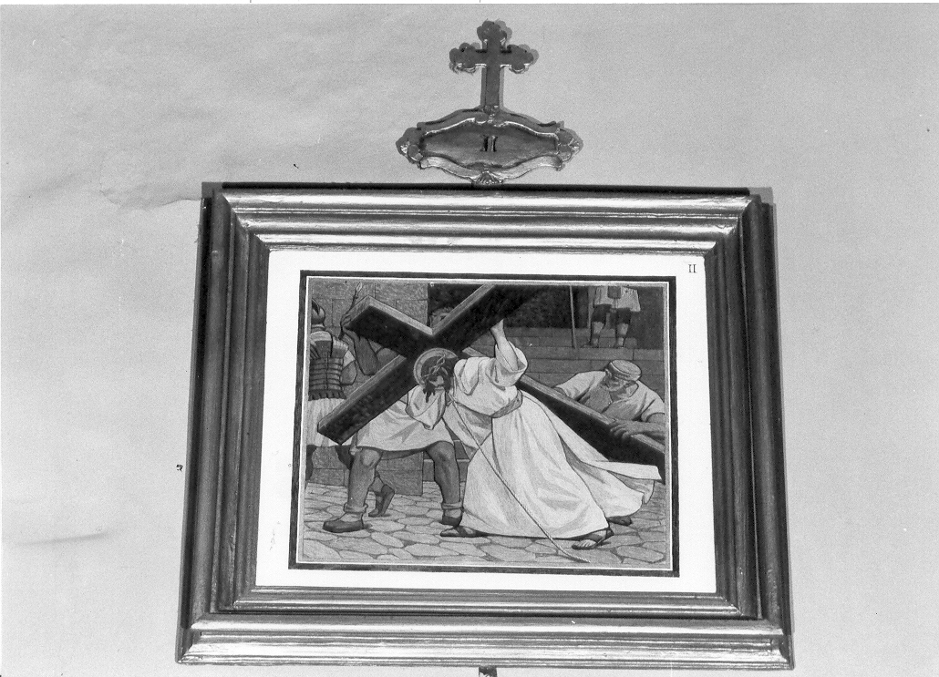 stazione II: Gesù caricato della croce (Via Crucis, elemento d'insieme) di Biagetti Biagio (sec. XX)