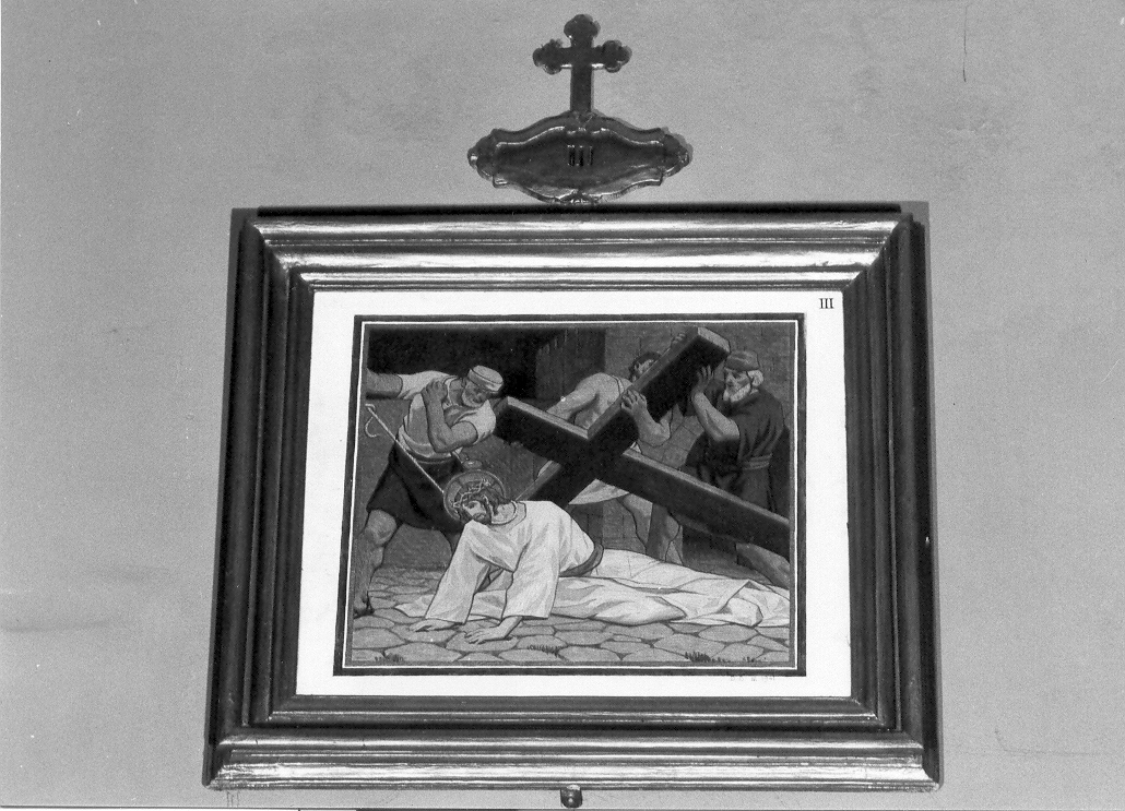 stazione III: Gesù cade sotto la croce la prima volta (Via Crucis, elemento d'insieme) di Biagetti Biagio (sec. XX)
