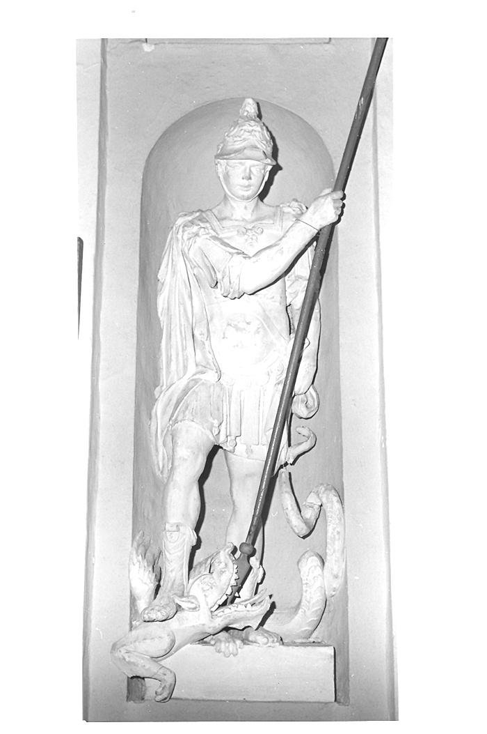 San Crescentino uccide il drago (statua) di Brandani Federico (scuola) (terzo quarto sec. XVI)