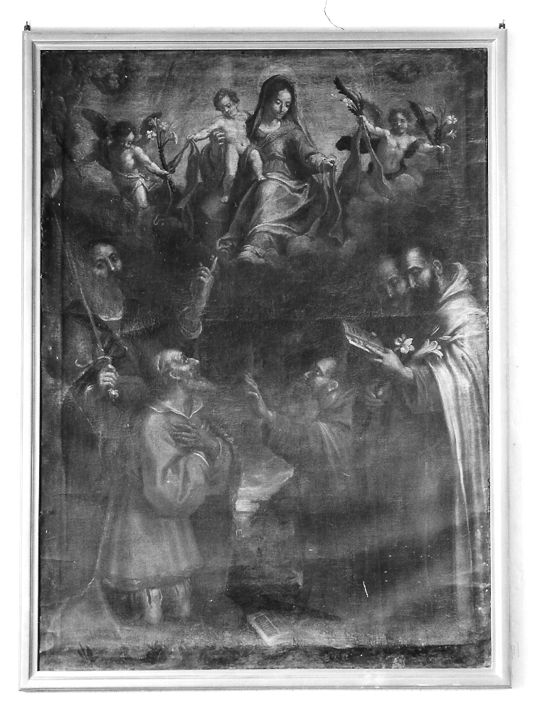 Madonna del Carmine con Sant'Antonio, San Francesco, San Pietro e San Paolo (dipinto) di Guerrieri Giovanni Francesco (maniera) (metà sec. XVII)