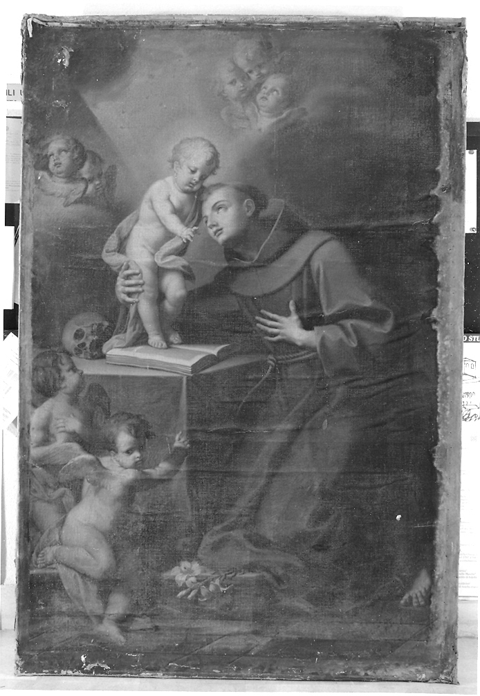 Sant'Antonio da Padova con Bambino e angeli (dipinto) - ambito romano (metà sec. XVIII)