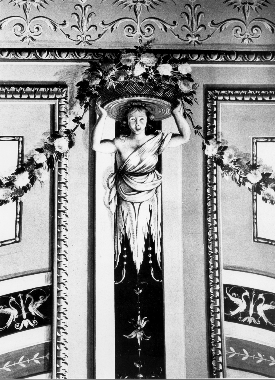 Giustizia, motivi decorativi a grottesche (dipinto) - ambito marchigiano (secc. XVIII/ XIX)