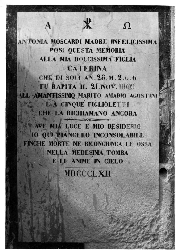 epigrafe funeraria di Caterina Agostini (lapide) - bottega marchigiana (sec. XIX)