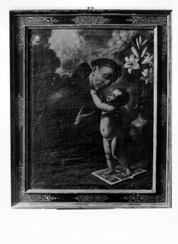 Sant'Antonio da Padova e Gesù Bambino (dipinto) di Guerrieri Giovanni Francesco (attribuito) (sec. XVII)