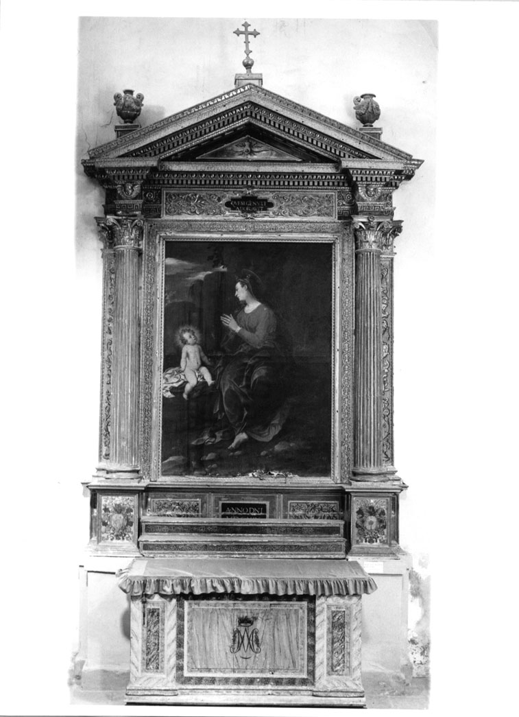 Madonna in adorazione del Bambino (dipinto) di Schiaminossi Raffaello (attribuito) (sec. XVII)
