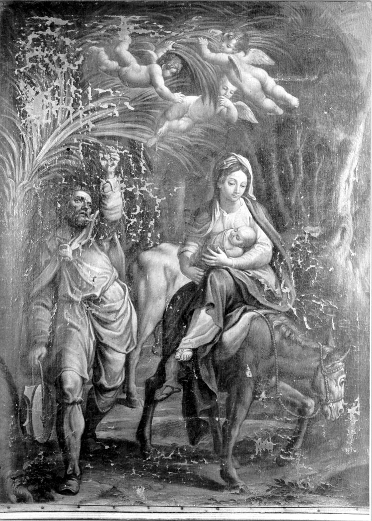 fuga in Egitto (dipinto) di Parisani Celio (sec. XVII)
