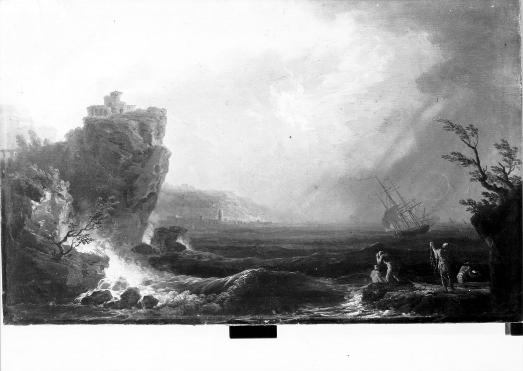 marina in tempesta (dipinto) di Fidanza Francesco (attribuito) (sec. XVIII)