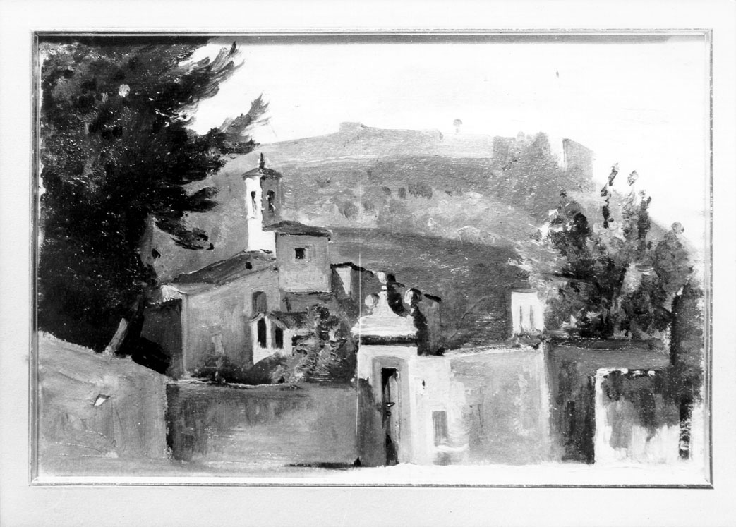 Ascoli. Via del Lago, veduta di Ascoli Piceno (dipinto) di Gabrielli Giulio (seconda metà sec. XIX)
