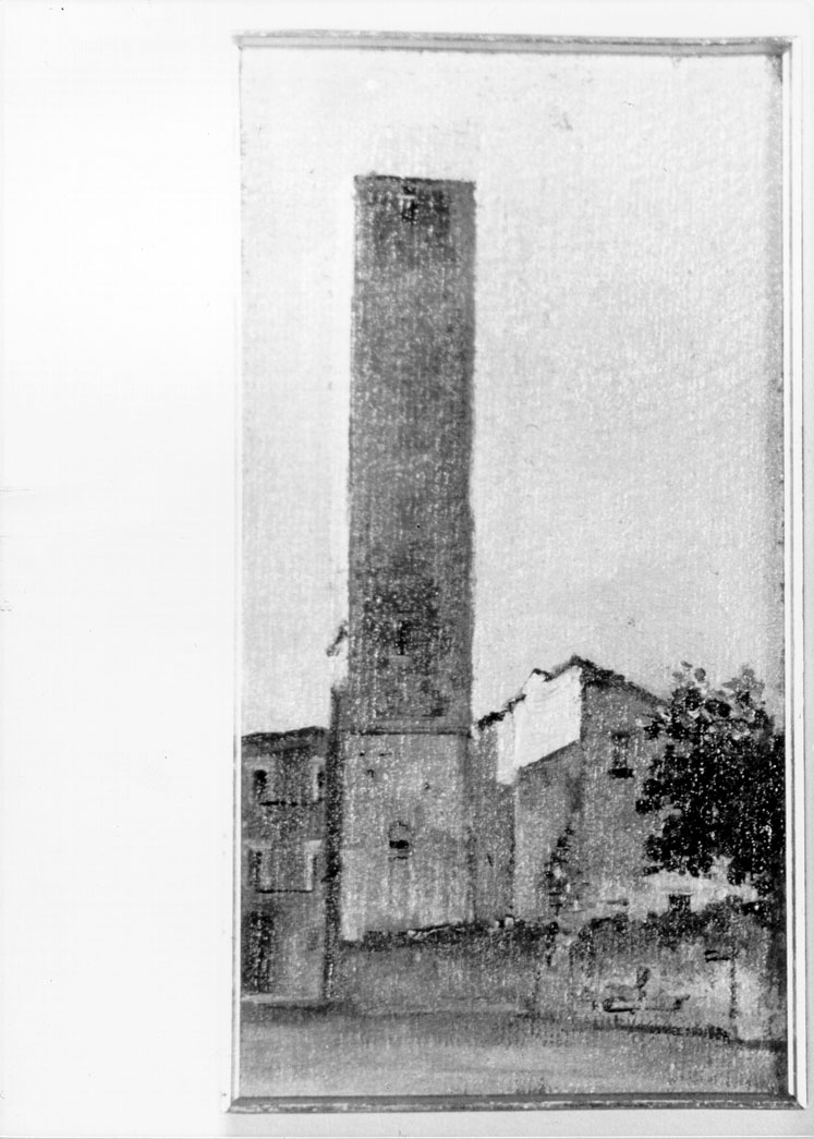 Torre Ercolani, veduta di Ascoli Piceno (dipinto) di Gabrielli Giulio (seconda metà sec. XIX)