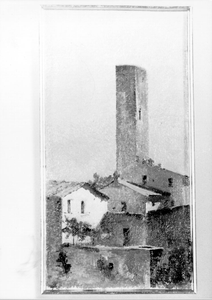 Torre Cappelli, veduta di Ascoli Piceno (dipinto) di Gabrielli Giulio (seconda metà sec. XIX)