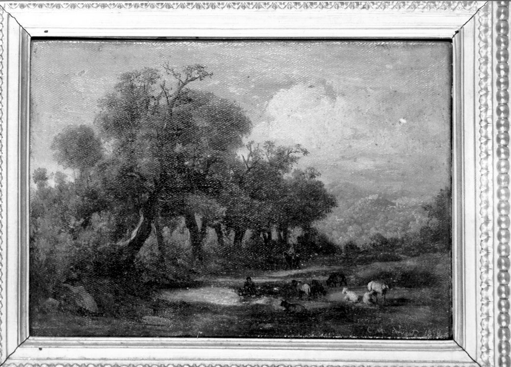 paesaggio con animali (dipinto) di Markò Karoly (sec. XIX)