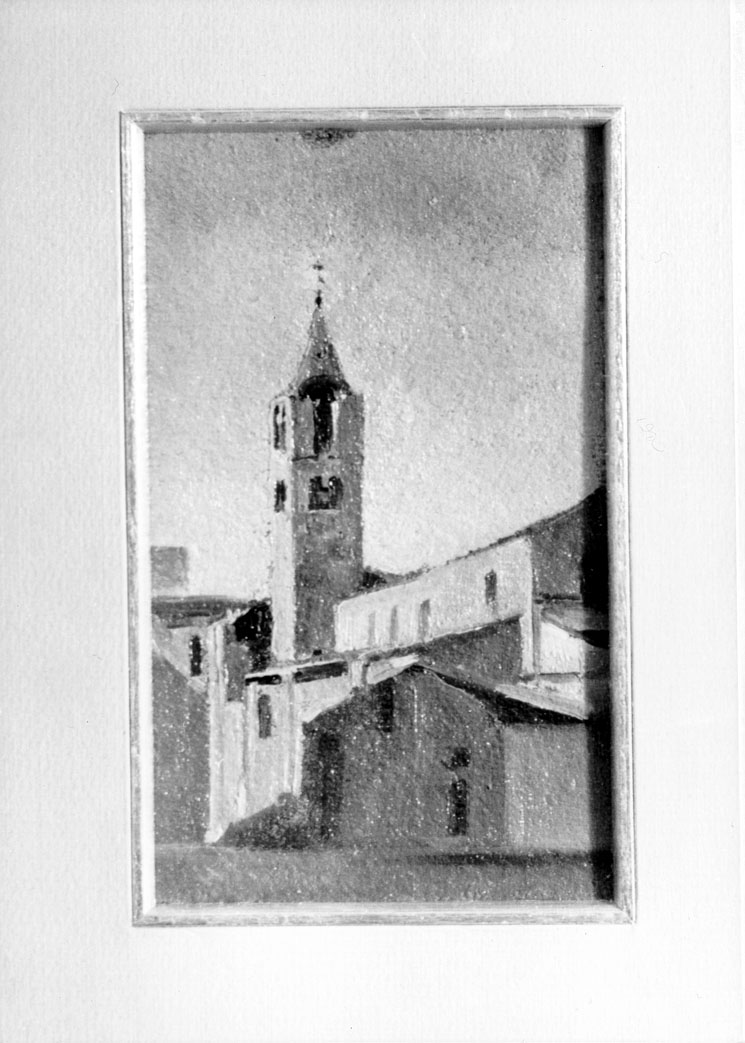 Chiesa dei Santi Vincenzo ed Anastasio, veduta di Ascoli Piceno (dipinto) di Gabrielli Giulio (sec. XIX)