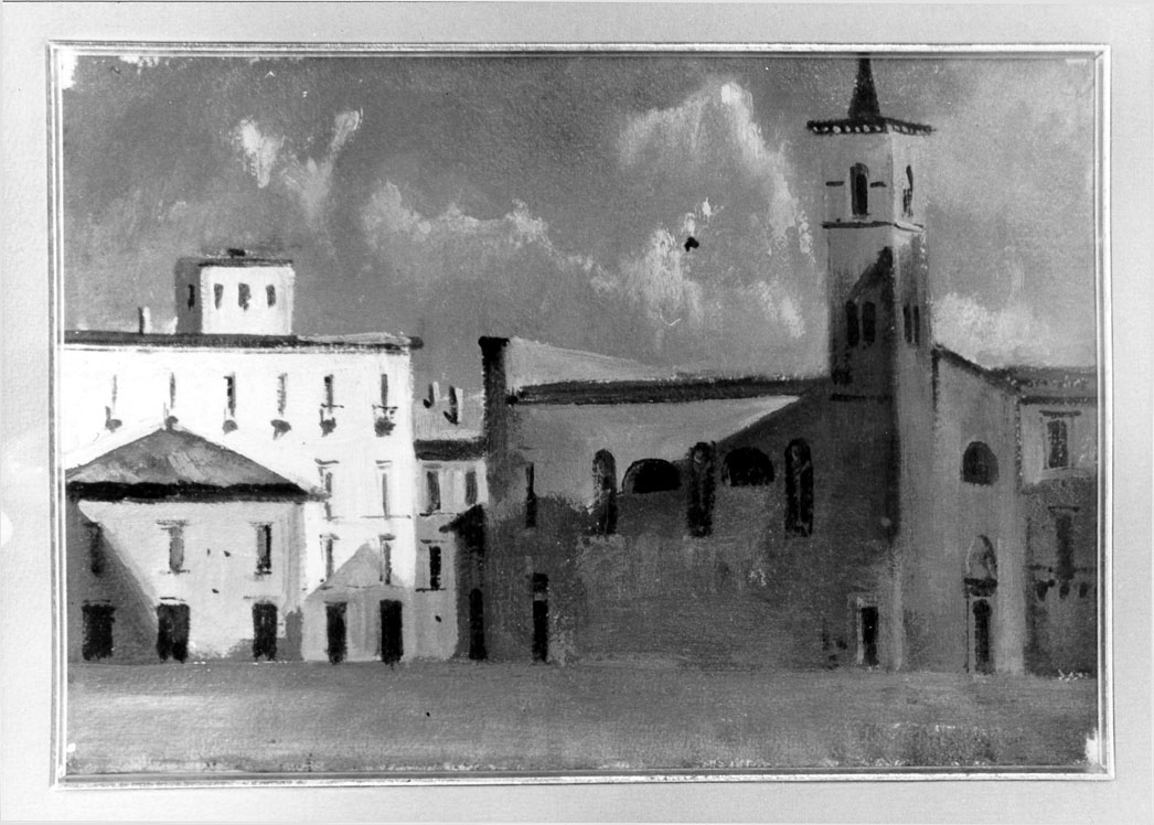 Chiesa di San Martino, veduta di Ascoli Piceno (dipinto) di Gabrielli Giulio (sec. XIX)