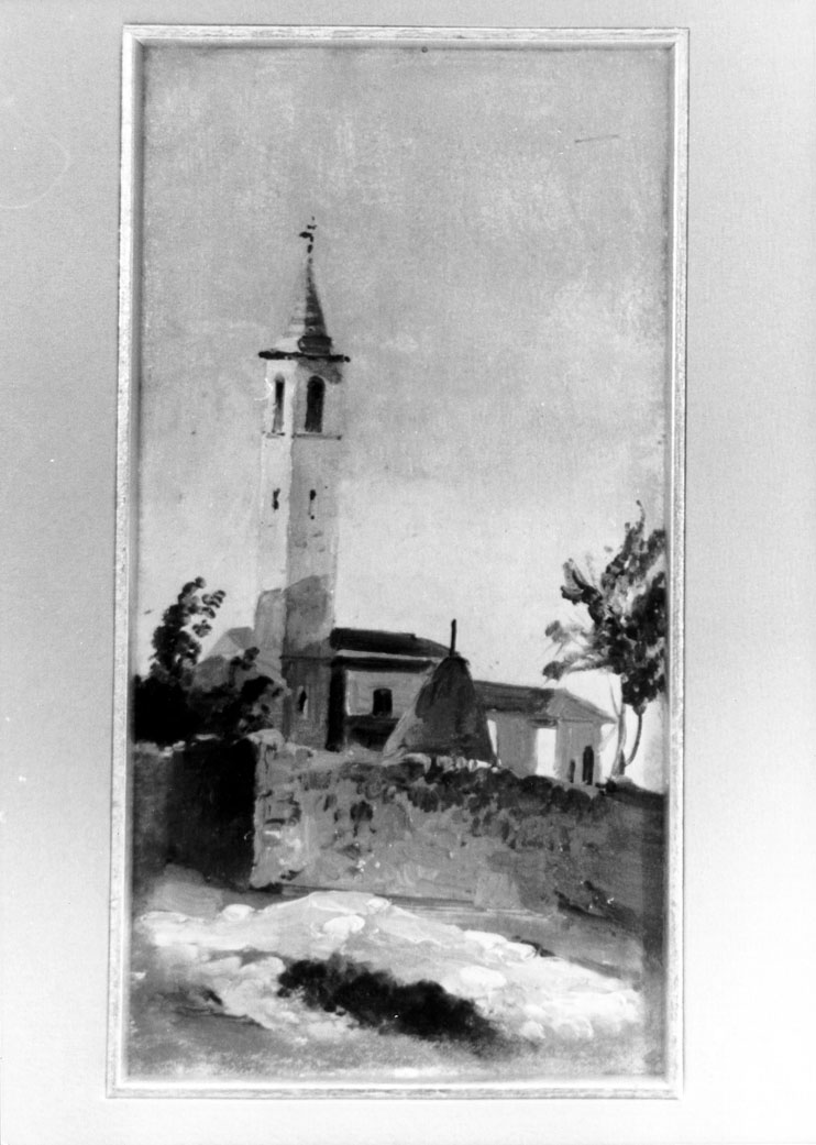 Torre di Sant'Angelo Magno, veduta di Ascoli Piceno (dipinto) di Gabrielli Giulio (seconda metà sec. XIX)