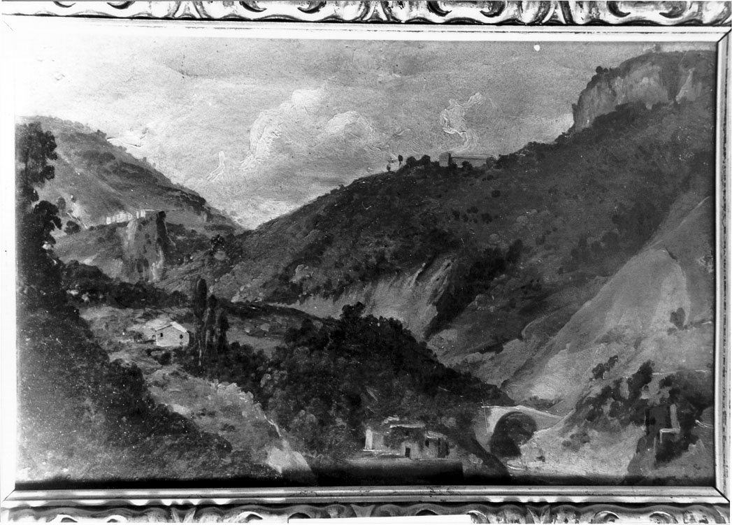 La valle del Castellano col ponte del Tasso, paesaggio (dipinto) di Gabrielli Giulio (seconda metà sec. XIX)