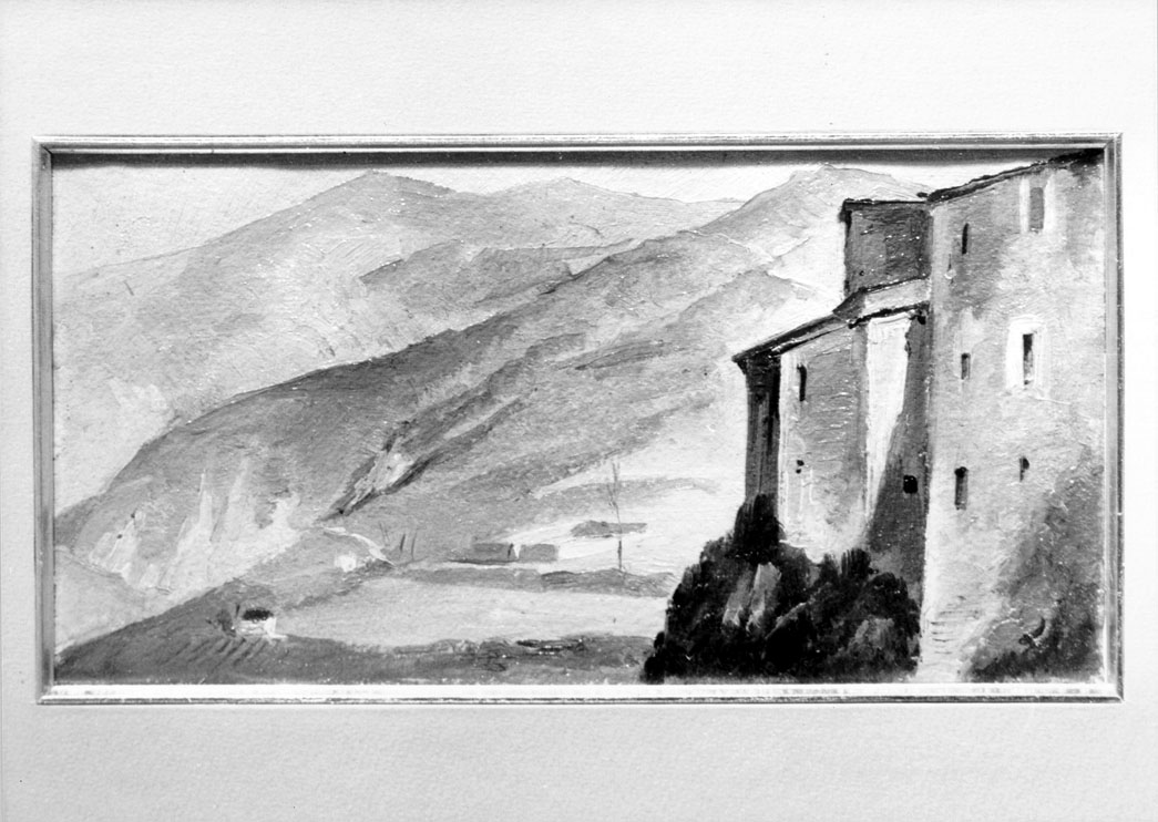 veduta di Castel Trosino (dipinto) di Gabrielli Giulio (sec. XIX)