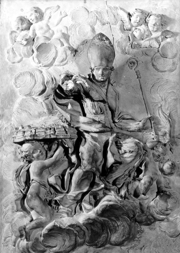Sant'Emidio in gloria (scultura) di Giosafatti Lazzaro (sec. XVIII)