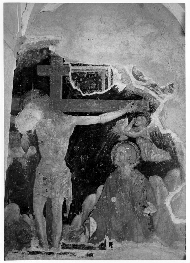 crocifissione di Cristo con angeli (dipinto, frammento) - ambito marchigiano (seconda metà sec. XV)