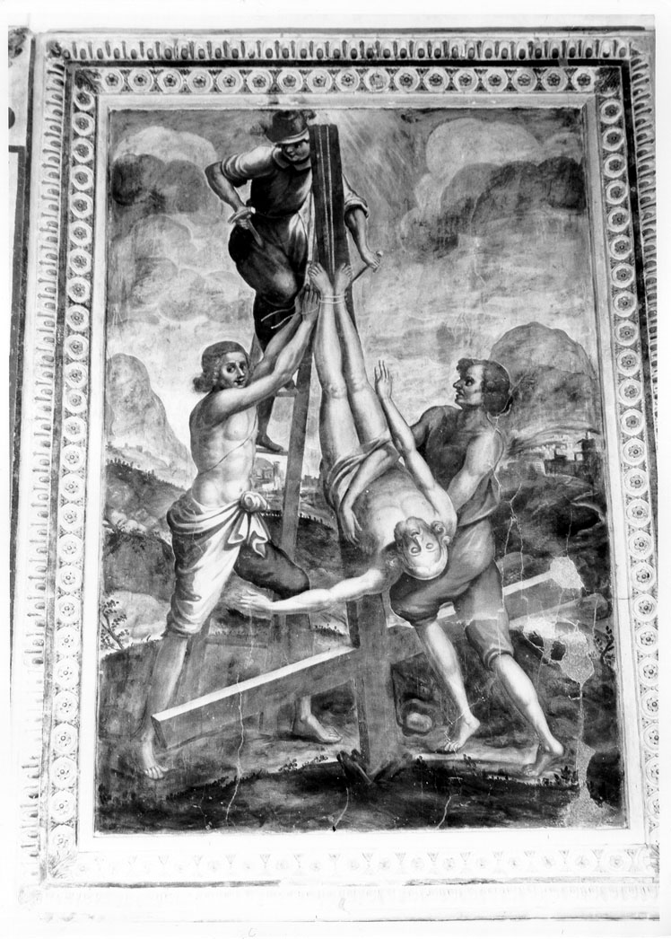 crocifissione di San Pietro (dipinto) di Malpiedi Domenico (attribuito) (prima metà sec. XVII)