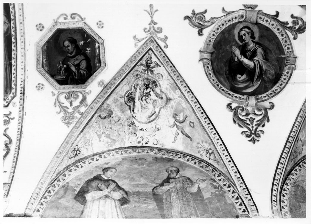 San Carlo e San Filippo Neri con allegoria della Fortezza (dipinto) di Malpiedi Domenico (attribuito) (prima metà sec. XVII)